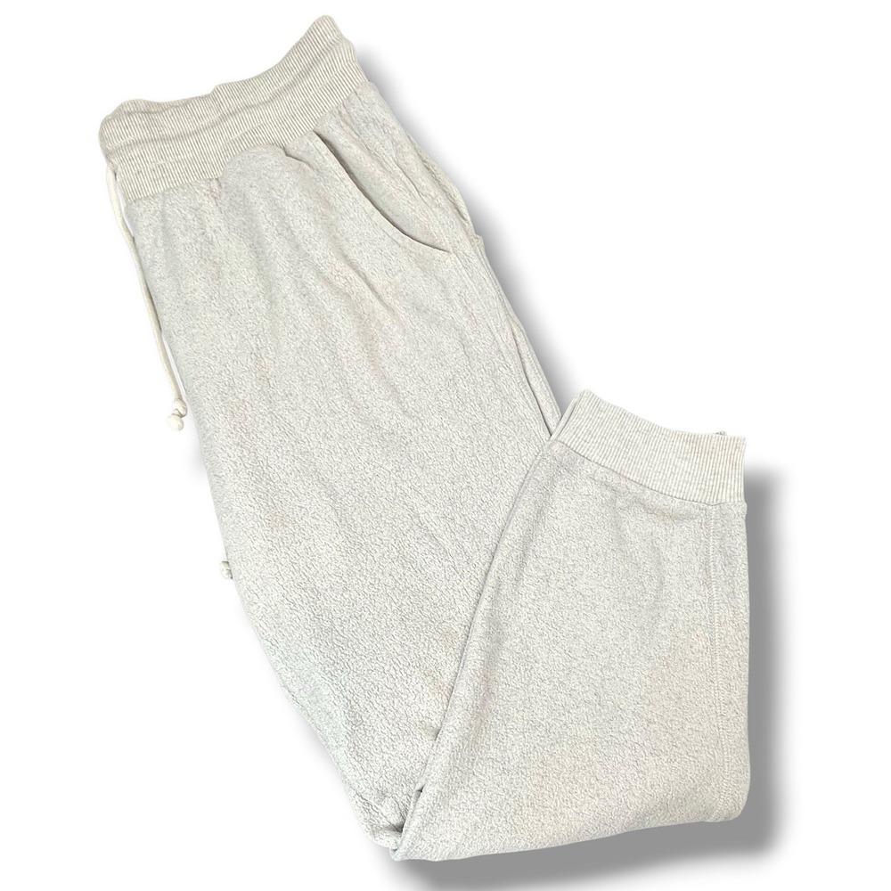 American Eagle Joggers Womens M Cream Sherpa Fleece Lounge Sweatpants Cozy Soft